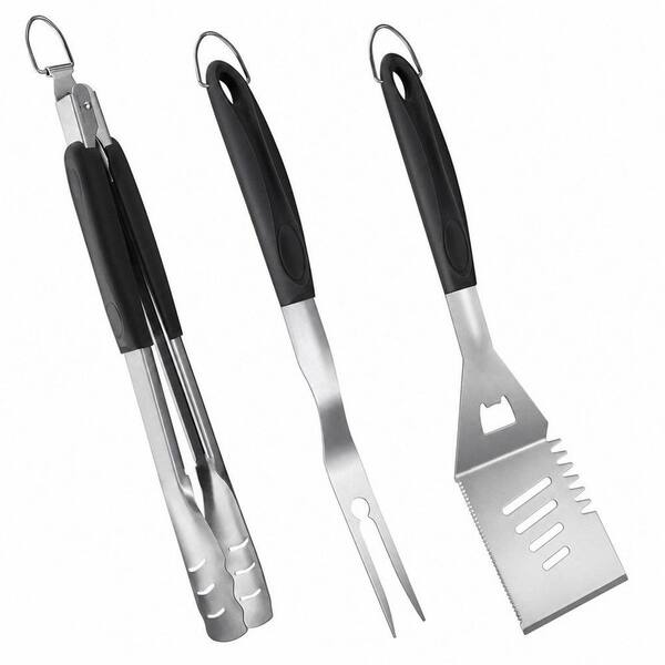 Outdoor Grill Accessories, Heavy Duty BBQ Set, Premium Stainless Steel Spatula, Fork & Tongs, Barbecue Utensils Tool Kit
