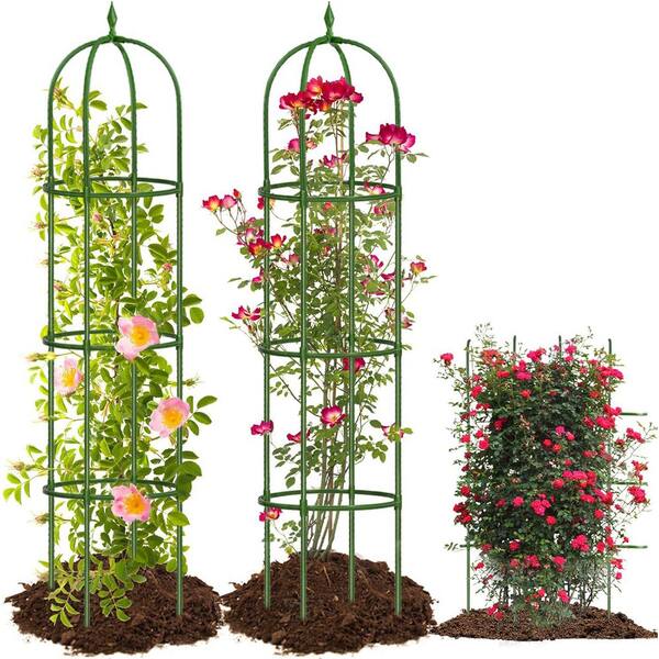2 Pack Heavy Duty Tomato Cages - 59 Inch Adjustable Garden Trellis For Climbing Plants
