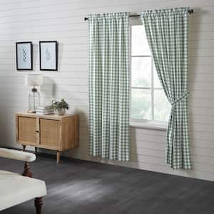 Annie Buffalo Check 40 in W x 84 in L Light Filtering Window Panel in Sage Green Soft White Pair
