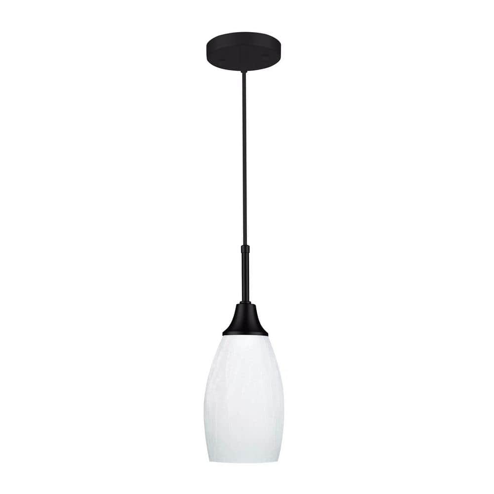 Peak 1-Light Black and White Glass Pendant