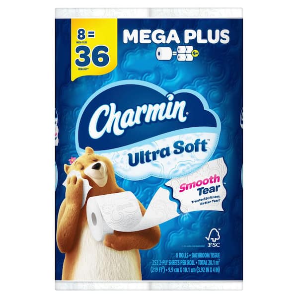 Charmin Ultra-Soft Smooth Tear Toilet Paper Rolls (252-Sheets Per Roll) (8-Mega Plus Rolls)