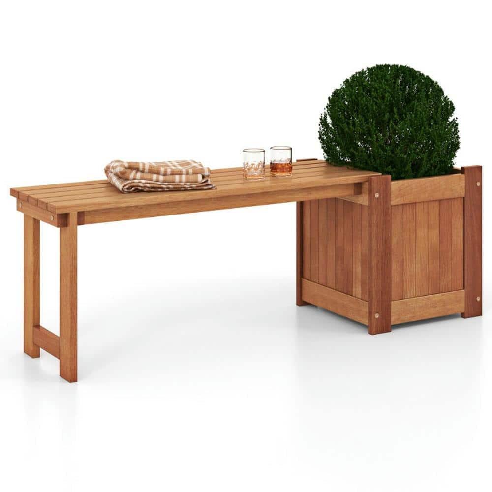 Teak Oil Finished Wooden Raised Garden Bed With Attached Seating Bench price history on PriceWatchPro