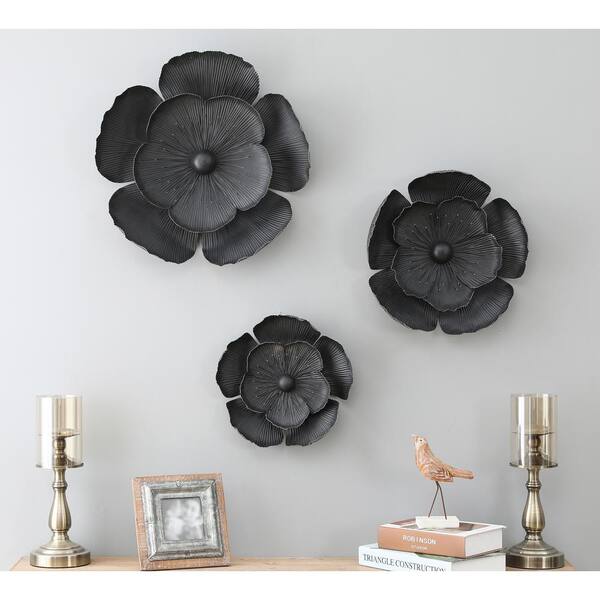 LuxenHome 16.93 in. H x 16.93 in. W 3-Piece Dark Gray Metal