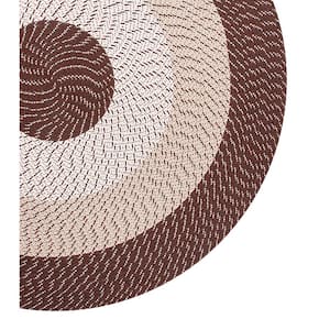 Country Stripe Braid Collection Brown Stripe 72" Round 100% Polypropylene Reversible Area Rug