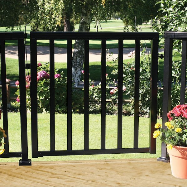 36 in. H x 40 in. W Matte Black Aluminum Deck Railing Wide Picket Gate