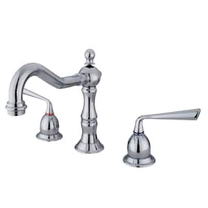 Silver Sage 2-Handle 8 in. Widespread Bathroom Faucets with Brass Pop-Up in Polished Chrome