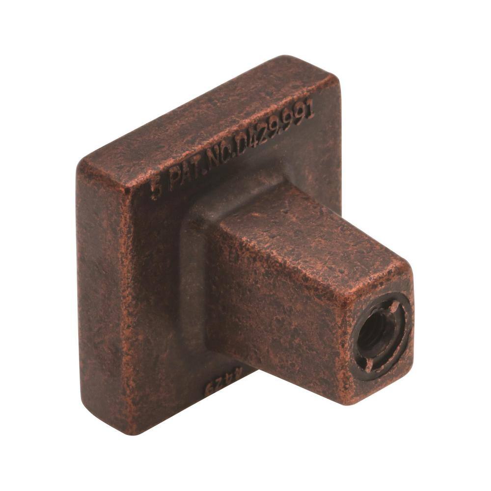 Rustic Bronze Square Cabinet Knob with Mounting Hardware