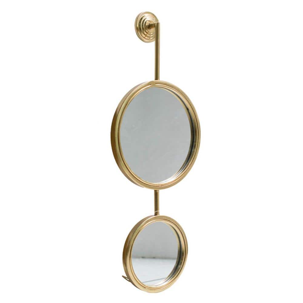 Gold 11.00 in. W x 28.5 in. H 2-Round Iron Framed Mirror for Wall Decor in 
