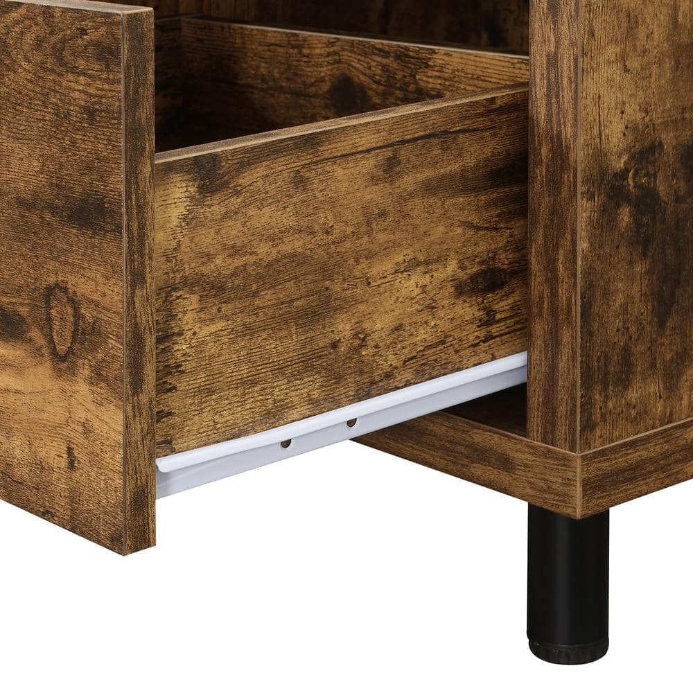 Barnwood 59" Brown Wood TV Stand with Cabinet