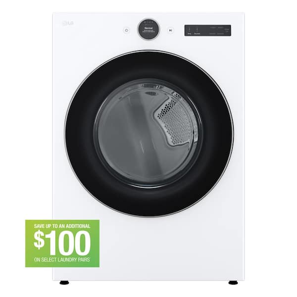LG 7.4 cu. ft. Vented Stackable SMART Gas Dryer in White with TurboSteam and AI Sensor Dry Technology