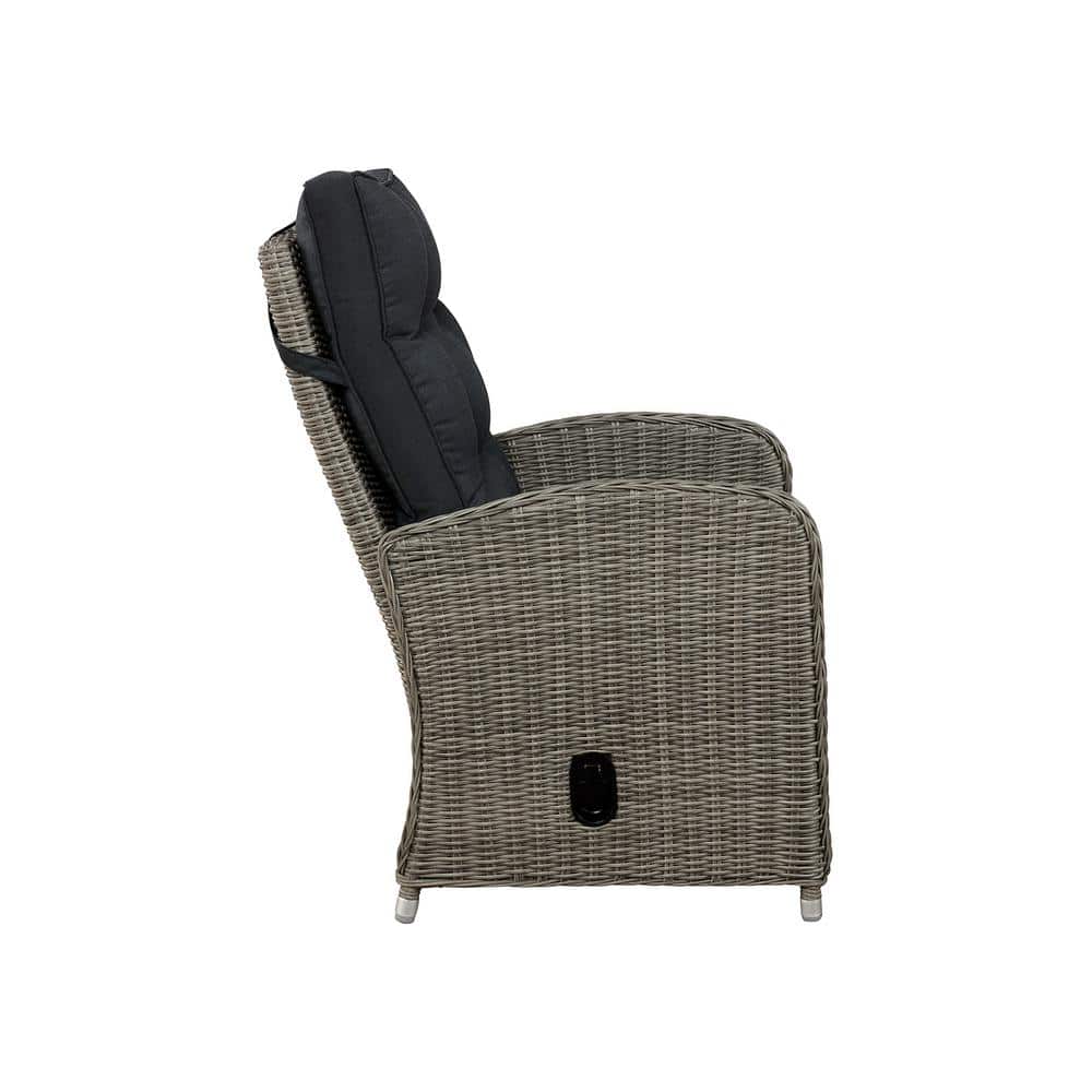 Gray Monaco 40'' All-Weather Wicker Outdoor Recliner with Ottoman
