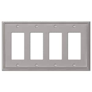 Rhodes 4 Gang Rocker Metal Wall Plate - Brushed Nickel