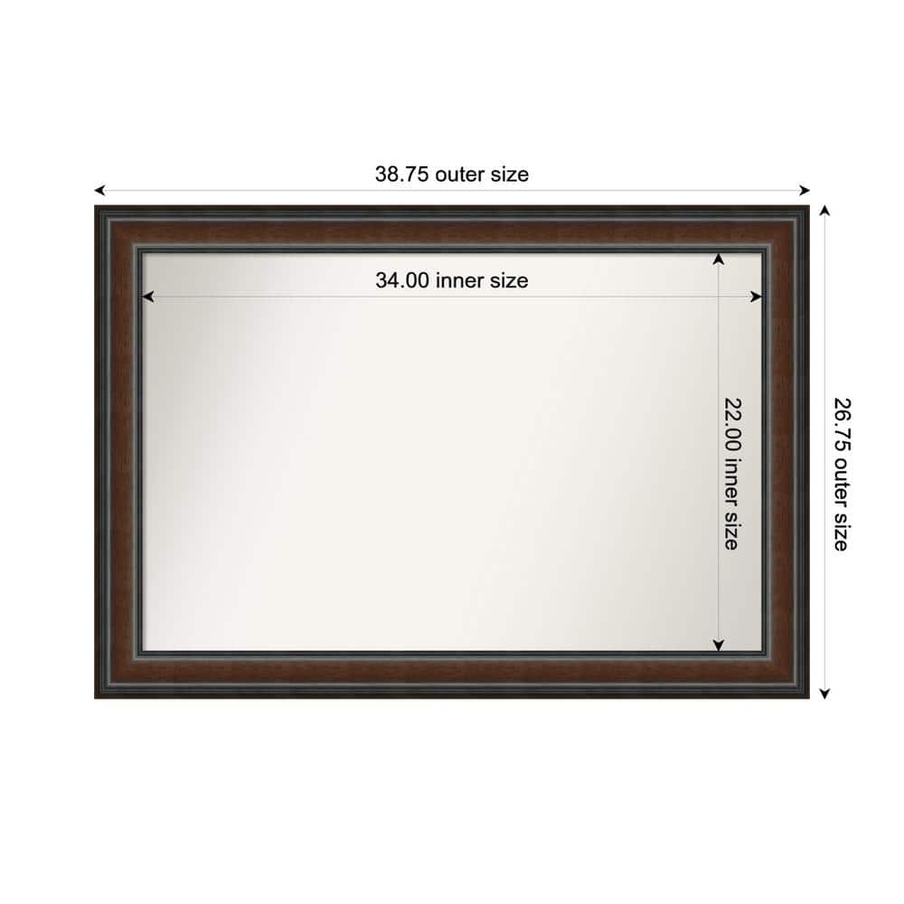 Cyprus Walnut 38.75 in. x 26.75 in. Custom Non-Beveled Wood Framed Bathroom Vantiy Wall Mirror price history on PriceWatchPro