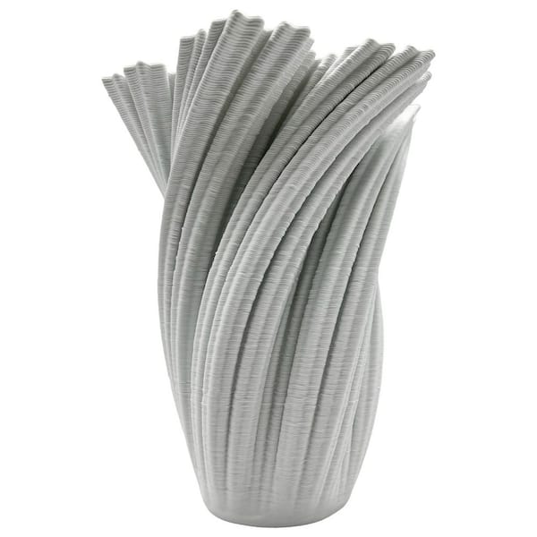 White 11 in. Tall Geometric White Ceramic Vase