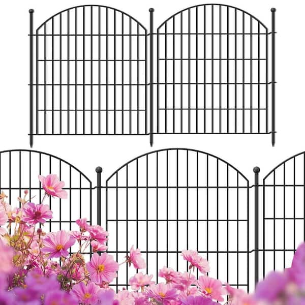 32 in. H x 12 ft. L No-Dig Garden Fence , 5-Pack Metal Animal Barrier with Arched Design - Rustproof Fencing