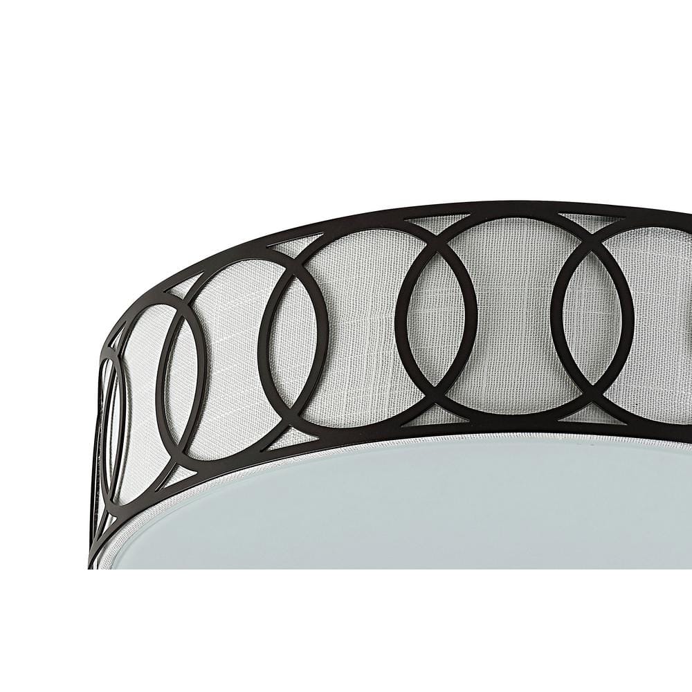 Aubrey Contemporary 15.5" LED Flush Mount in Oil Rubbed Bronze with Linen Shade