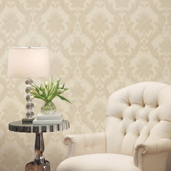 Ornamenta 2 Light Beige/Cream Classic Damask Design Non-Pasted Vinyl on  Paper Material Wallpaper Roll(Covers ) 95111 - The Home Depot