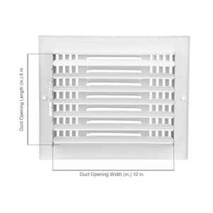 10 in. x 8 in. 3-Way Steel Wall/Ceiling Register in White