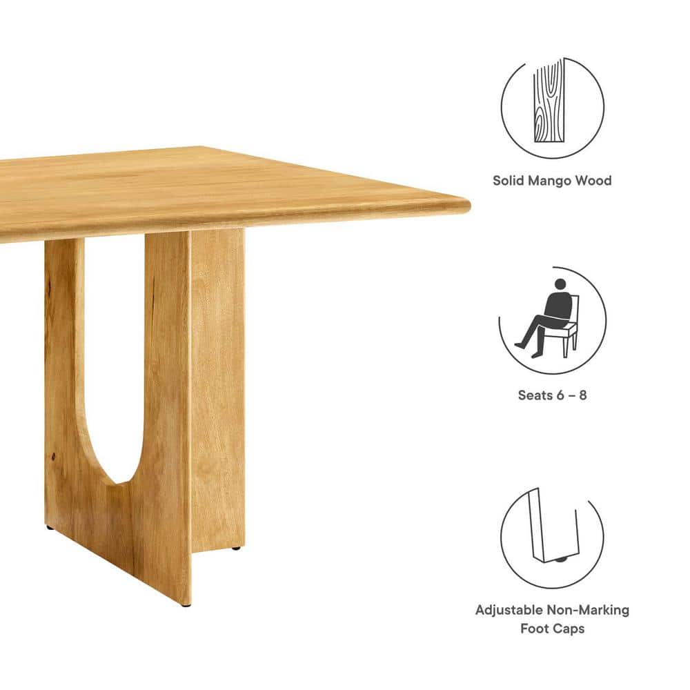 Rivian 70" Oak Mango Wood Mid-century Modern Dining Table