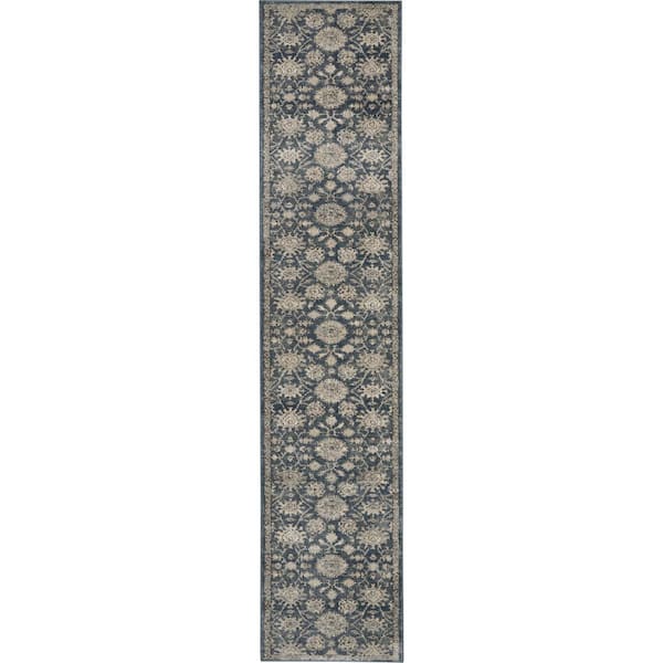 Nourison Concerto Blue/Beige 2 ft. x 10 ft. Persian Vintage Kitchen Runner Area Rug