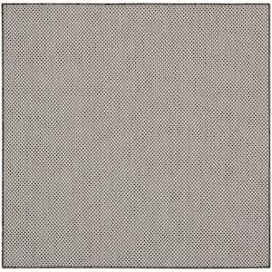 Courtyard Ivory/Charcoal 5 ft. x 5 ft. Solid Geometric Contemporary Square Indoor/Outdoor Area Rug