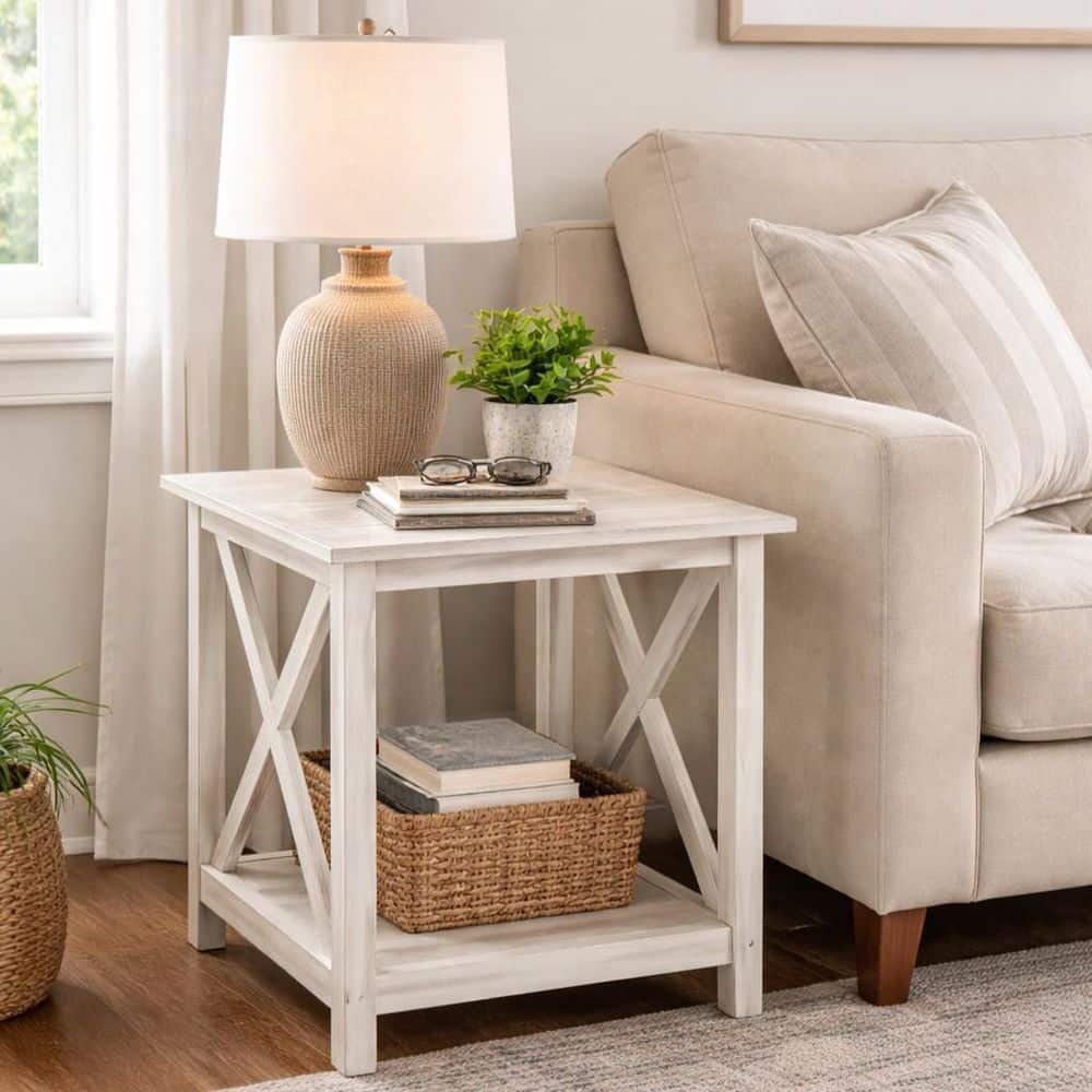 Boraam Jamestown White Wash End Table 77410 - The Home Depot