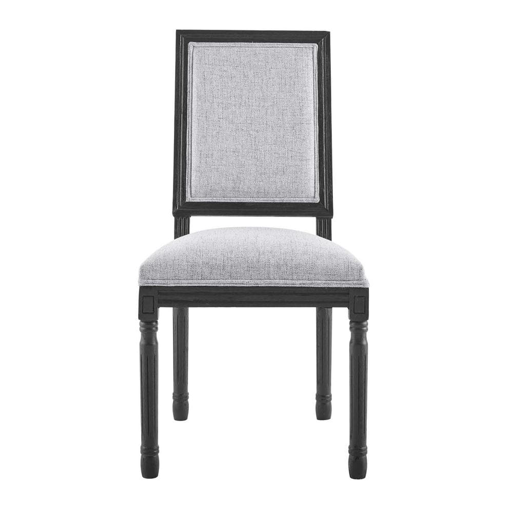 Black and Light Gray Upholstered Leather Side Chair with Wood Frame