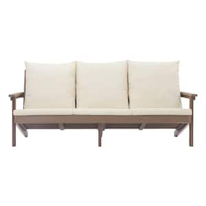 79 in. Composite Outdoor Chaise Lounge with Beige Cushions