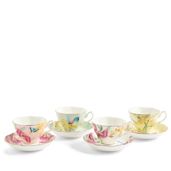 Miranda Kerr Australiana Teacup & Saucer Mixed, Set of 4