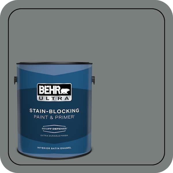 BEHR ULTRA 1 gal. #PPU25-18 Shutter Gray Extra Durable Satin Enamel Interior Paint & Primer
