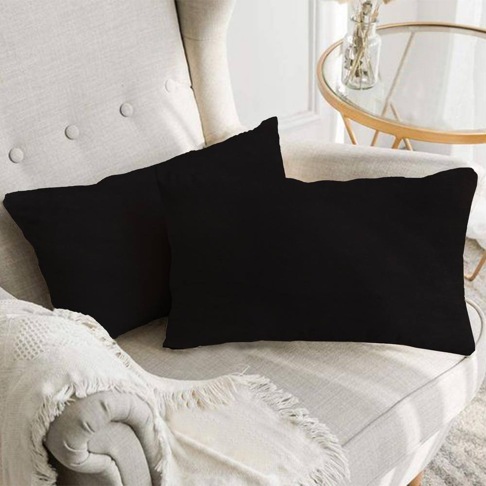 Luxurious Black Velvet Rectangular Pillow Covers Set of 2