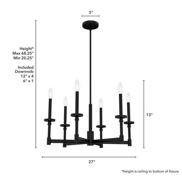 Hunter Briargrove 6-Light Matte Black Traditional Led Chandelier