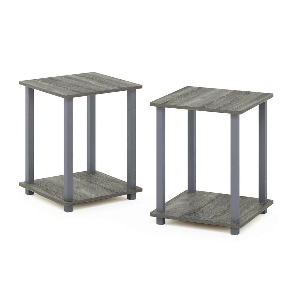 French Oak Grey Petite End Table with Shelf - 15.6" Square