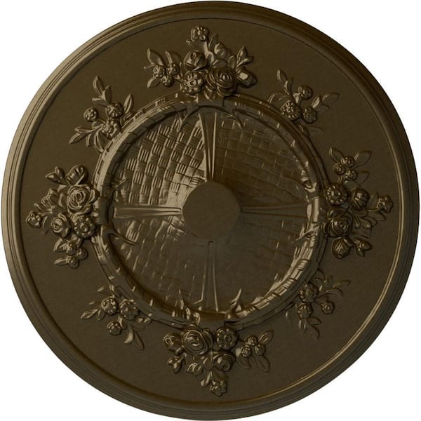 Ekena Millwork 27" x 1-1/8" Flower Urethane Ceiling (Fits Canopies up to 3-7/8"), Brass