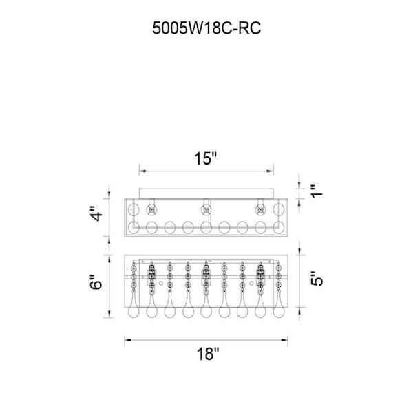 Water Drop 3 Light Vanity Light With Chrome Finish