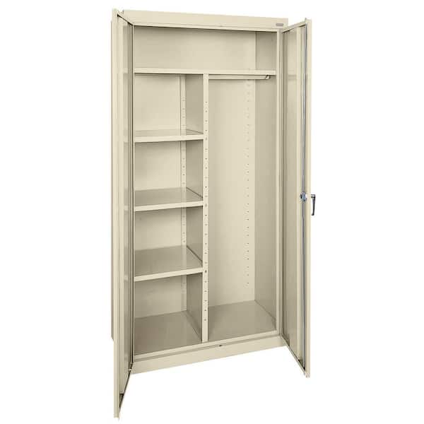 Sandusky Classic Series Combination Storage Cabinet with Adjustable Shelves in Putty (36 in. W x 72 in. H x 24 in. D)