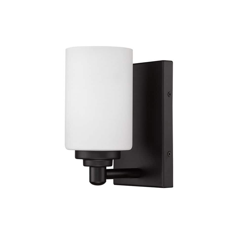 Soledad Matte Black 7.5" Dimmable Wall Sconce with White Glass Shade