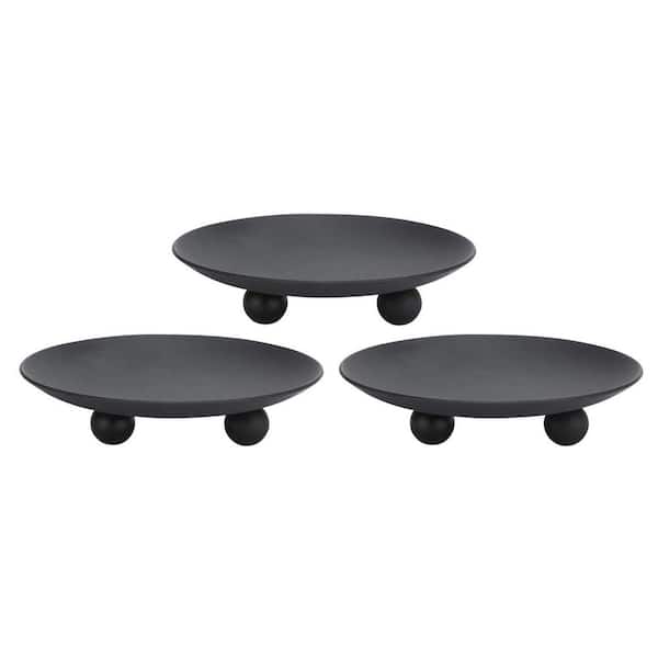 Afoxsos Black Decorative Iron Plate Candle Holder, Set of 3 for LED & Wax Candles
