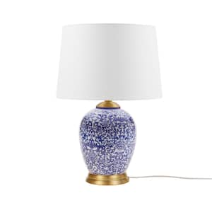 Mystique 22.5 in. Blue Ceramic Ginger Jar Table Lamp