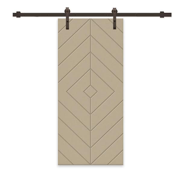 CALHOME Diamond 30 in. x 96 in. Fully Assembled Unfinished MDF Modern Sliding Barn Door with Hardware Kit