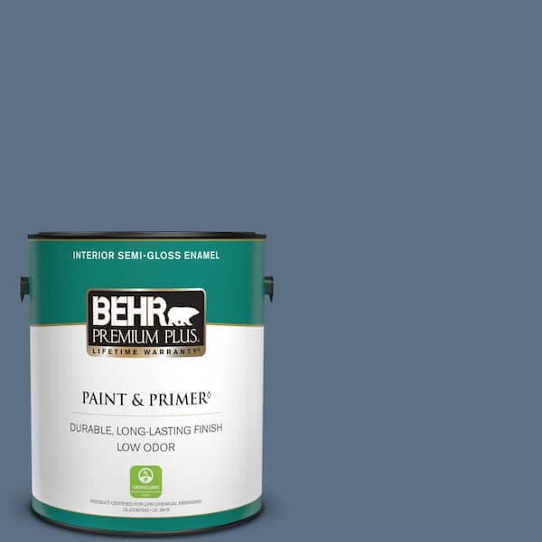 BEHR PREMIUM PLUS 1 gal. #S520-6 Layers of Ocean Semi-Gloss Enamel Low Odor Interior Paint & Primer