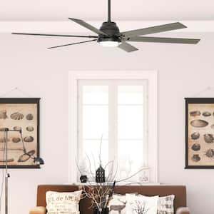 Gravity 72 in. Integrated LED Indoor Matte Black Smart Ceiling Fan with Light Kit and Remote Included