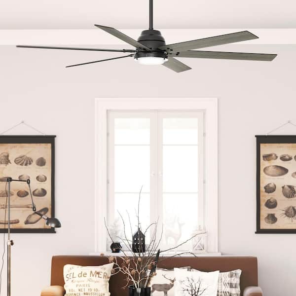 Hunter 72 in. Gravity Wi-Fi ENERGY STAR Matte Black Smart Ceiling Fan with LED Light Kit and Handheld Remote