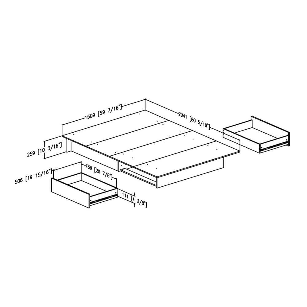 Black Queen Platform Bed with Storage Drawers
