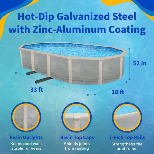 Blue Wave Trinity 18 ft. x 33 ft. Oval 52 in. Deep Steel Wall Pool