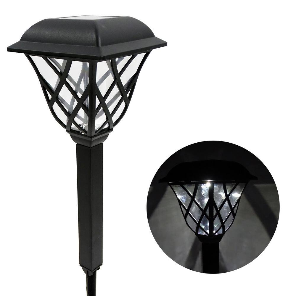16" Black Stainless Steel Solar LED Pathway Lights, Set of 4