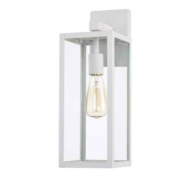 Hukoro 20.79 in 1-Light White Outdoor 1x E26 Wall Light with Clear Glass Shade