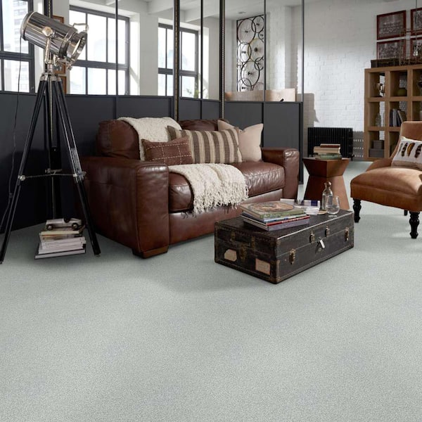 Karma II - Cracked Ice - Gray 50.5 oz. Nylon Texture Installed Carpet