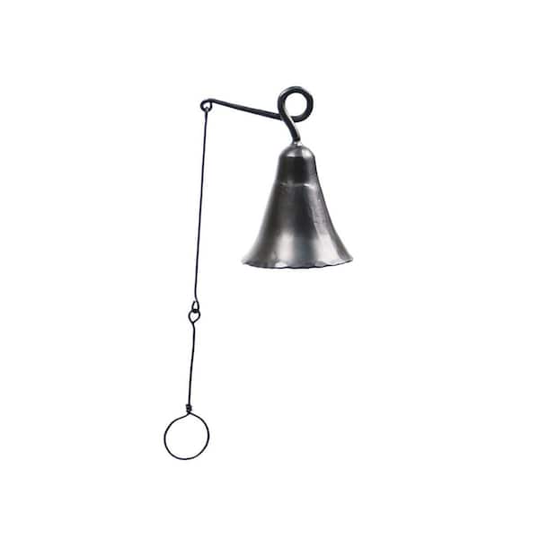 Old Time Farmhouse Style Wrought Iron Small Bell, 6.5 in. Tall, Graphite Powder Coat Finish