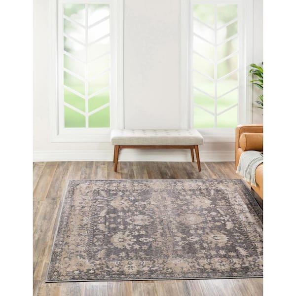 Portland Central Gray 6 ft. x 6 ft. Square Area Rug